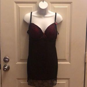 Red/black overlay nightie XL extreme push up